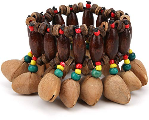 Afrikanisches Trommel-Armband, Handgefertigt aus Nussschale mit Handglocke, Perkussionsinstrument verstellbar für alle Handgelenkgrößen, angenehm zu tragen for Musiker