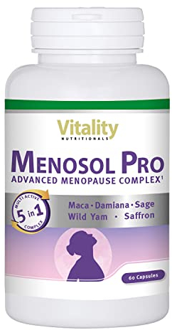 Wechseljahre Kapseln mit Salbei, Wild Yam & Vitamin B6 (60 Stk) Hitzewallungen Menopause, Natürlich und Hormonfrei, Menosol Pro Vitality Nutritionals by VitaminExpress