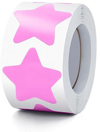 Rosa Sterne Aufkleber Rolle 3.8cm Groß Selbstklebende Sterne Etiketten Weihnachts Star Sticker belohnungsaufkleber Deko für Kinder Lehrer Business 500 Stück