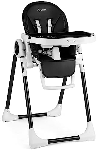Nukido Hochstuhl Baby Hochstuhl ab 6 monate bis 36 mit Abnehmbarem Tablett Kinder Hochstuhl klappbar für esstisch Stühle 56x75x88 cm Schwarz