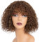 Rebecca Fashion Highlight Braun Blond Locken Bob Perücken mit Pony Echthaar 25 CM Kurz Locken Wasserwelle Bob Perücke Echthaar Perücken für Schwarze Frauen Kleberlose Perücke