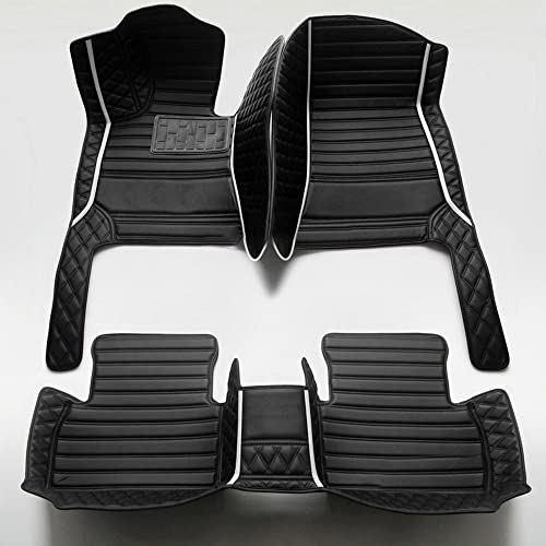 Steemjoey Nach Maß Auto FußMatten Kompatibel für Mercedes-Benz/AMG A B C E S R M V-Classe G,GL,GLA,GLB,GLC,GLE,GLK,GLS CLA,CLK,CLS,SLK,SL,SLC,EQA,EQB,EQC,EQE,EQS (Alle schwarz+weiß Bar)