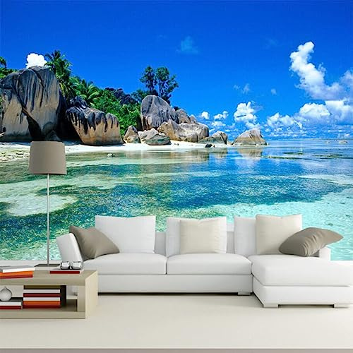 GIVLWF Papier peint moderne océan mer plage paysage mur art pour restaurant café chambre décoration maison 350 x 256 cm
