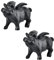 Sungmor Skurrile Gusseisen-Statue mit fliegendem Schwein, 2 Stück, rustikal, schwarz, niedliches kleines Schweinchen, Briefbeschwerer, Gartensammlung, Figur, Heimbüro, Schreibtisch, Ornament, für