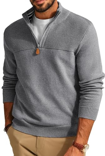 PJ PAUL JONES Men's Quarter Zip Jumpers Knitted Mock Neck Golf Sweaters