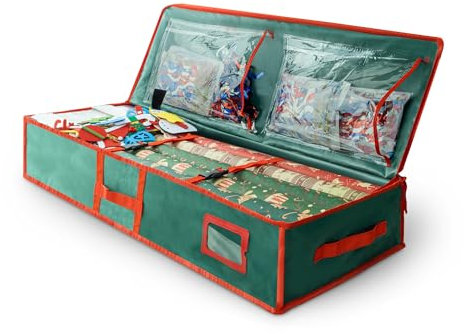 Keplin Christmas Tree & Wrapping Paper Storage Bag, Decoration Storage with Carry Straps, Tree Bags, Gift Wrap Organizer, Tags & Ribbons Holder (Wrapping Paper Bag)