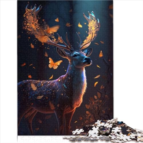 Magischer Schmetterling-Hirsch-Traum-Puzzle, Puzzle für Erwachsene, 1000 Teile, geeignet für Erwachsene und Jugendliche ab 12 Jahren, Spielzeug, Geschenk, 1000 Stück (26 x 38 cm)