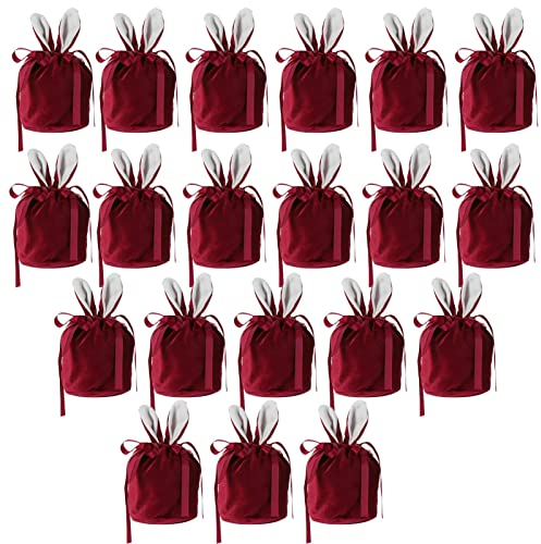 Youany Osterhasen Taschen, 20 Stück Hasen Samt Säckchen, Ostertasche Mit Ohren, Osterhasen Geschenktüten, Für Kinder Süßigkeiten Geschenken