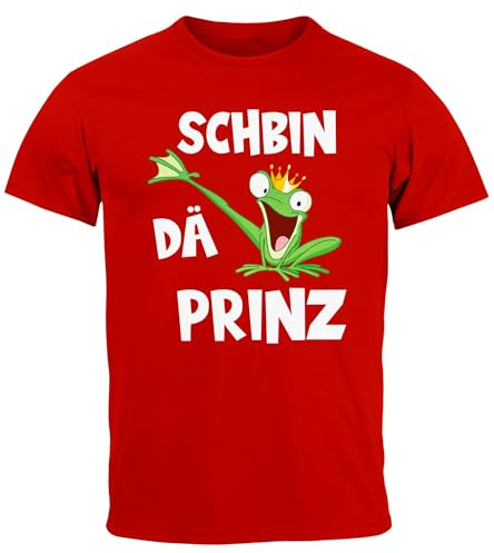 MoonWorks® Herren T-Shirt Fasching Karneval Frosch Prinz Kostüm Verkleidung Last Minute Faschingskostüme Männer Funshirt rot 4XL