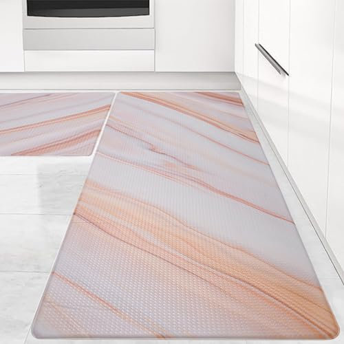 Ribech Juego de 2 alfombrillas de cocina, alfombras acolchadas antifatiga y alfombrilla de PVC, impermeable, antideslizante, para suelo de cocina, lavabo, oficina, lavandería (44 x 75 cm + 44 x 120