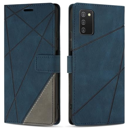 SONWO Handyhülle für Samsung Galaxy A02s Hülle, Premium PU Leder Handyhülle Wallet Silikon Schutzhülle Klapphülle für Samsung A02s, Blau