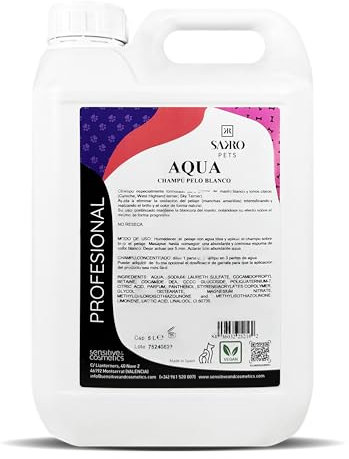 Champú para Perros Pelo Blanco 5 litros | Ecológico Realza el Brillo y el Color de Forma Natural
