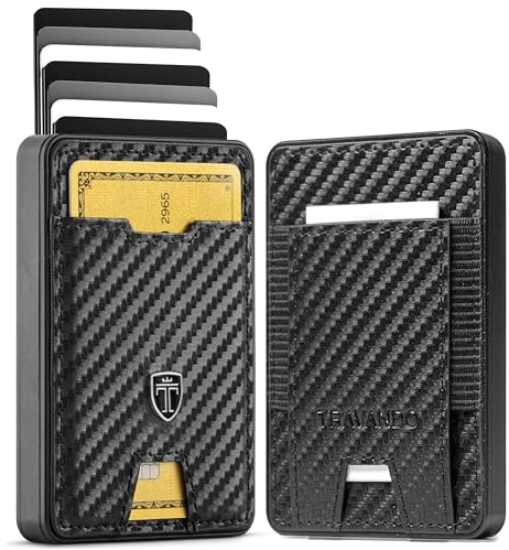 TRAVANDO Swype Slim Wallet für Herren, Metall, RFID-blockierend, Kartenetui, XL Carbon, Swype Slim, Geldfach