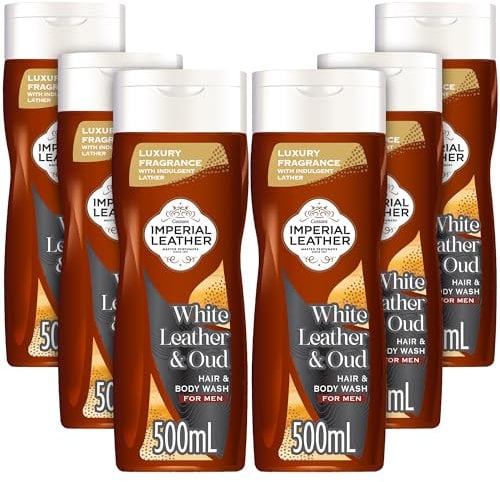 Imperial Leather White Leather & Oud Signature 2 in1 Body Wash Shower Gel Signature Oil Blend, Creamy Lather, Gentle Skin Care, Bulk Buy, Pack of 6x500ml