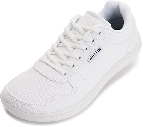 WHITIN Barfuss Schuhe Damen Barfußschuhe Barfussschuhe Canvas Barfuß Sneaker Barefoot Shoes Minimalistische Zero Drop Breite Weit rutschfest Weiß 40 EU
