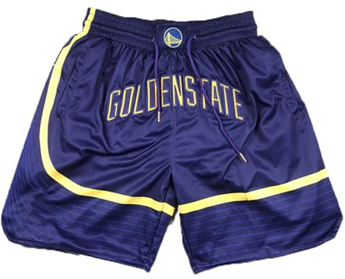 MCQOmcil Herren NBA Warriors Basketball Shorts hochelastische atmungsaktive Sporthose(XL)