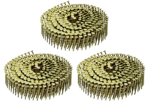 uxcell 1200 Count Siding Nails 1-1/4 x 0.075 15-Degree Ring Shank Full Round Head Collated Wire Coil for Lath and Sheathing Materials