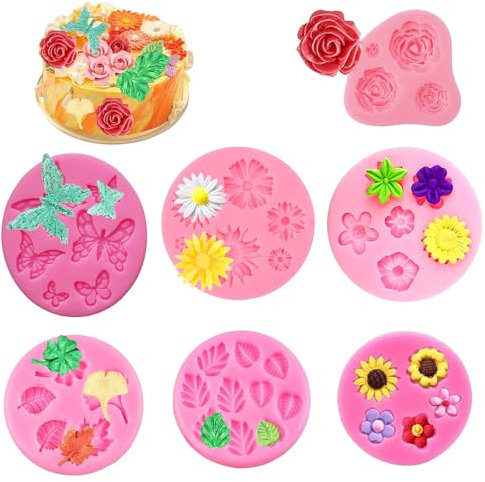 Stampini in Silicone per Fondente, Stampi per Cioccolato in Silicone di Alta Qualità - Stampi Decorativi Perfetti per Pasta di Zucchero, Dolci, e Fondente - Fiori e Farfalle per Decorare la Tua Torta
