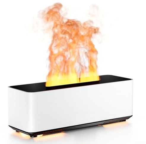Schaffen Sie eine gemütliche Umgebung mit 280 ml Aroma-Diffusor und Luftbefeuchter mit Flammeneffekt (weiß)