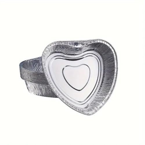 Generico 50 Vaschette Alluminio a forma di CUORE 14x13.5 cm