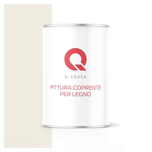 Q-COVER VERNICE COPRENTE PER LEGNO 1L LUCIDO Bianco puro RAL 9010 SMALTO RAL PER LEGNO PROTETTIVO INTERNI/ESTERNI ca. 80–150 ml/m²