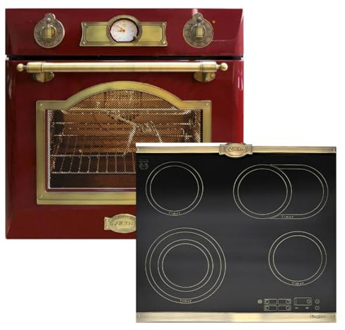 Kaiser Herd Set EH 6355 RotEm+KCT 6185 Em - Glaskeramikkochfeld 60cm, Elektro Backofenset, Autark, 79L, Einbau Backofen, 8 Funktionen+Einbau Kochfeld 60 cm