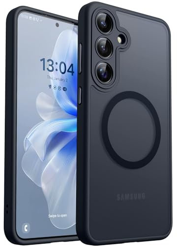 CANSHN für Samsung Galaxy S25 Hülle mit Kameraschutz für Magsafe (TOP Militärschutz & Magnetkraft) Extrem Haltbarkeit Handyhülle S25 Case - Transluzente Matt Schwarz