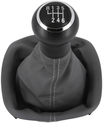 Recambo Schaltknauf + Schaltsack Set 6 Gang passend für VW Passat B5, 1996-2005, Plug & Play, Auto Schalthebel Schaltmanschette, mit Rahmen, grau