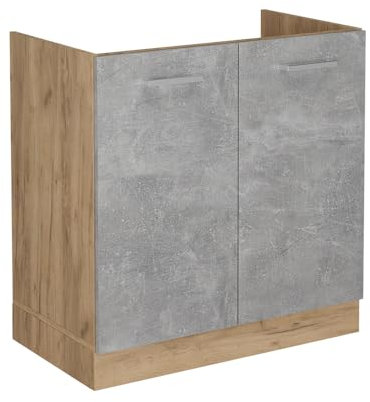 Vicco Spülenunterschrank R-Line, Küchenunterschrank für die Spüle, Beton, 80 cm ohne Arbeitsplatte