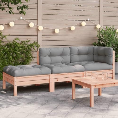 Myheimly Garten Sofa, Gartensofa,Gartencouch Modular,Sofa Couch Gartenmöbel Gartengarnitur, Garten-Sofa-Modul Natürliches Douglasie,3-Sitzer