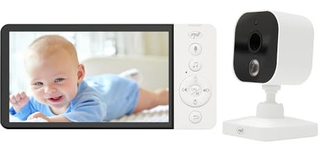 PNI Video Babyphone BM500 5 Zoll Bildschirm Wireless 2,4 GHz, Temperatursensor, VOX, Nachtsicht, Zoomfunktion, Schlaflieder