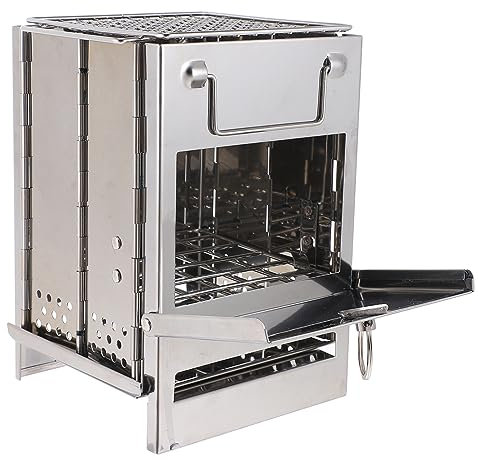 Mini Estufa de leña Plegable de Acero Inoxidable para Acampar al Aire Libre