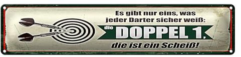 Lustiges Blechschild für Dartspieler | Deko für den Hobbyraum | Geschenkidee für Darter | 10 x 46cm