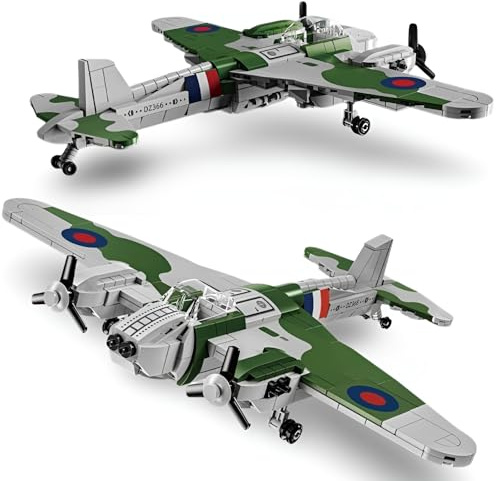 Moskitobomber Flugzeug Kampfjet Bausteine, Technic Militär Kampfflugzeug Klemmbausteine, Geschenk für Jugendliche und Erwachsene, Kompatibel mit Allen Bausteinen, 526 Teile