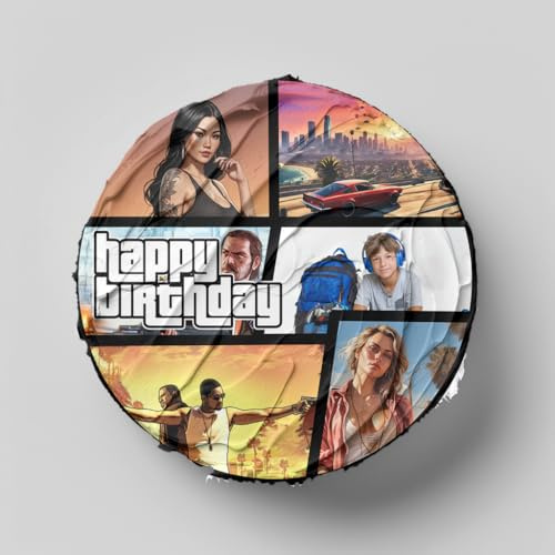 GTATheft-Auto – essbare Geburtstag Deko mit eigenem Foto, Rechteckig Tortenaufleger - 400.0 G