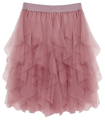 Wikoan Gonna in Tulle Trasparente da Donna Abito Asimmetrico alla Moda con Fodera Gonna a Pieghe Stile Principessa