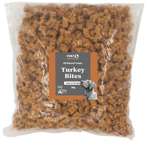 Pero Natural Dog Treats – Turkey Bites – 100% Turkey, High Protein, Grain Free, Healthy Dog Snack – 1kg Pack