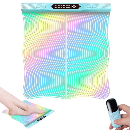 EMS Colorful Massage Foot Pad Foot Massager Foot Spa with Versatile Technology, 8 Modes 19 Intensity Levels for Pain Relief and Improved Circulation for Elderly Women