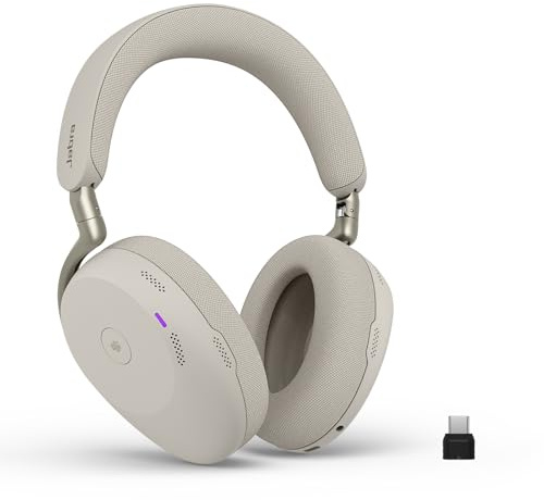 Jabra Evolve3 85 Cuffie Over-Ear Wireless con Microfono, Grigio Caldo | USB-C, AI Chiamate, Cancellazione Rumore Attiva Adattiva, 25h Batteria, Microsoft Teams Certificato