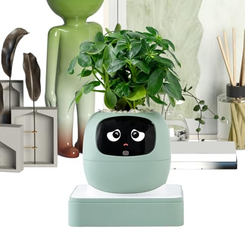 Pot de fleurs intelligent | Guide AI Pet sur l'entretien des , petit pot de cactus | Pour intérieur, appartement, bureau, salon, chambre à coucher, balcon, terrasse, débutants, anniversaire
