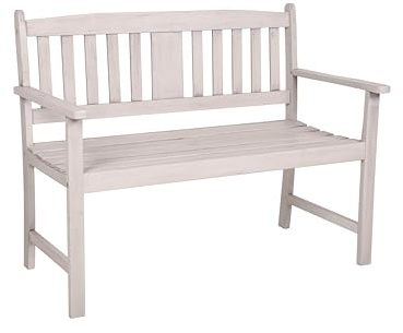 DELUKE Gartenbank Amanda 2-Sitzer - 110cm Breit, Eukalyptus, Grau | Terrassenbank Wetterfest Sitzbank Outdoor Bank