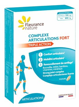 FLEURANCE NATURE | Complexe articulations FORT | Formule triple action | MSM, boswellia, bambou, vitamines et minéraux | Boîte de 60 comprimés 30 jours