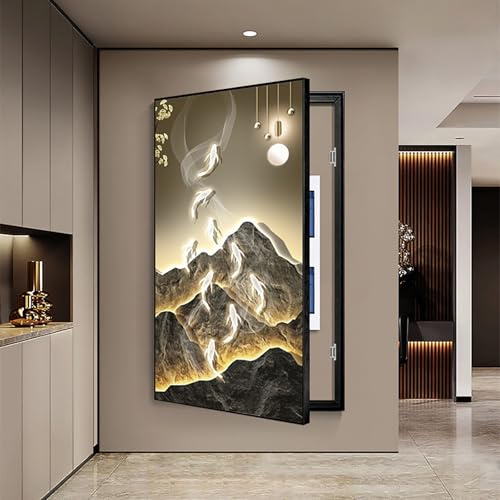 Dekorative Stromzähler-Abdeckung Modern Electric Box Counters Cover, Stromkasten Verkleidung Flip Cover Design(Black 3,50 * 70cm/19.7 * 27.6in)