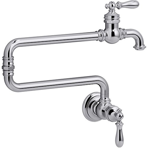 KOHLER 99270-CP Artifacts Wall-Mount Pot Filler, Pot Filler Faucet, Kitchen Sink Pot Filler Faucets, Polished Chrome