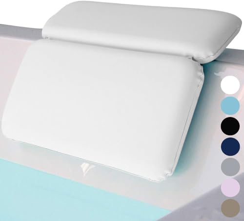 Gorilla Grip Comfort Slip Resistant Large Thick Soft Waterproof Relaxing Spa Bath Pillow, Fits Curved or Straight Back Tubs, Cushion Support Head and Neck in Tub, Bathtub Accessory, 2 Panels, White