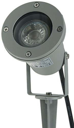 ChiliTec Gartenstrahler für Aussen - Gartenleuchte Schwenkbar mit GU10 Fassung IP44 Außenbeleuchtung Wegbeleuchtung Pflanzenstrahler 1,5m Kabel Grau