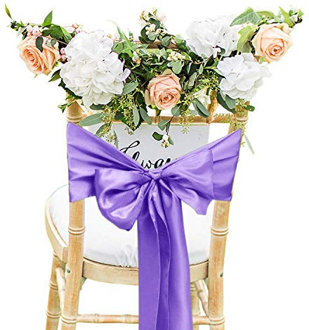 Trimming Shop Satin Chair Sashes 7x108 Decorative Bow Sash for Wedding, Party, Banquet, Hemmed Edges, Reusable, Elegant Ties for Chairs, Christmas Event Supplies Decoration, Hot Pink, 10pcs