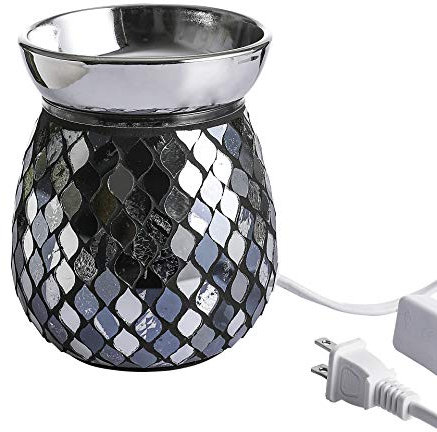 WHOLE HOUSEWARES Calentadora Vela y Quemador con Diseño de Mosaico para Aromaterapia y Decoración del Hogar - Lámpara Ambientadora Compatible con Aceites Esenciales y Melts de Cera