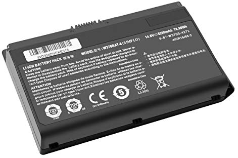 Exmate W370BAT-8 Laptop Akku für Clevo W350et W350etq W355ss W370et W370ss Sager Np6350 Np6370 Schenker Xmg A503 A522 A722 Series【14.8V 5200mAh 76.96Wh】