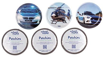 SCHOOL-MOOD Patchy-Set - 6-teilig - Klett-Patchies für Schulranzen und Zubehör (Polizei)